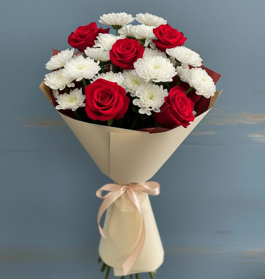 Букет цветов из: Розы и Хризантемы в Зуевке Курской области