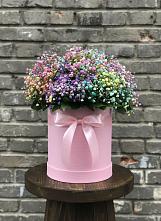 Цветочная композиция из Гипсофила и Розы в шляпной коробке #REPLACE_PRED# Зуевке Курской области