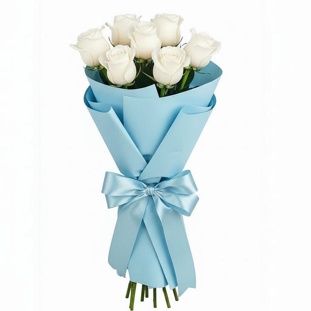 Букет 7 белых роз Проуд в Зуевке Курской области