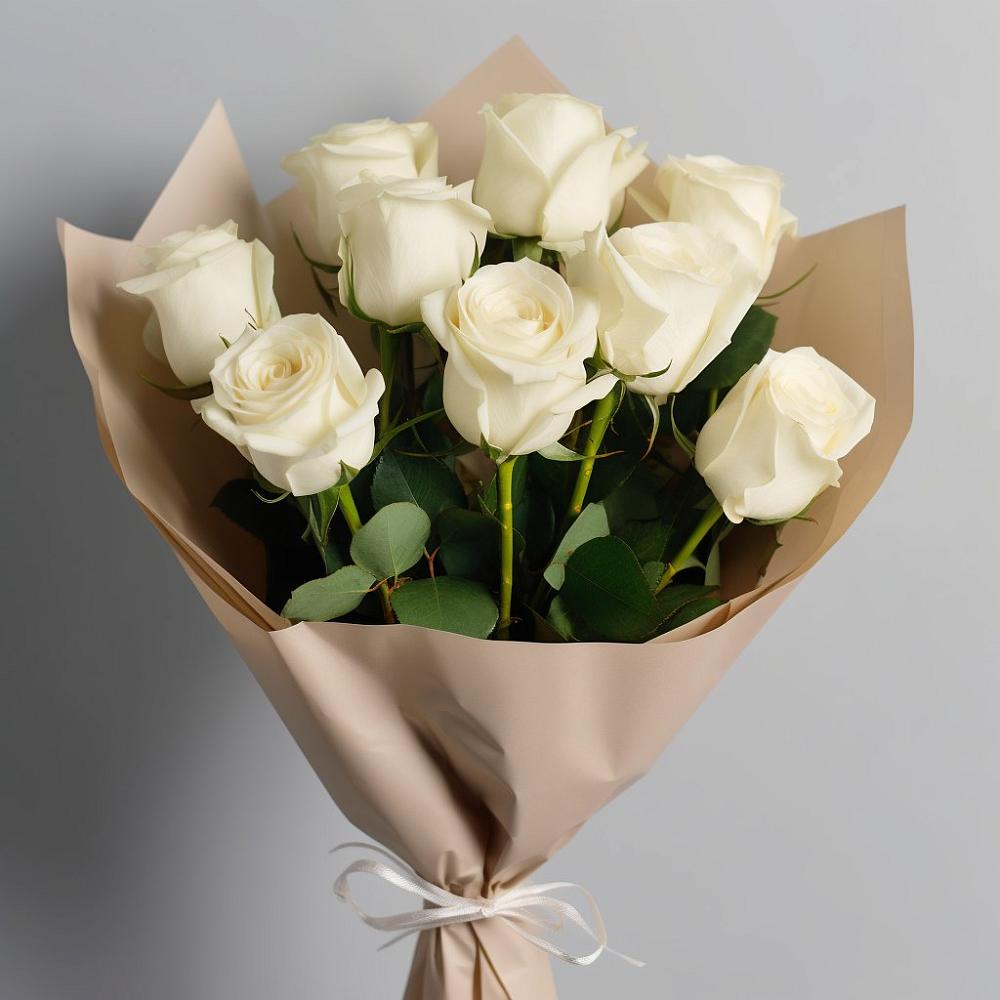 Букет 9 Белых роз Эдлесс Лав в Зуевке Курской области