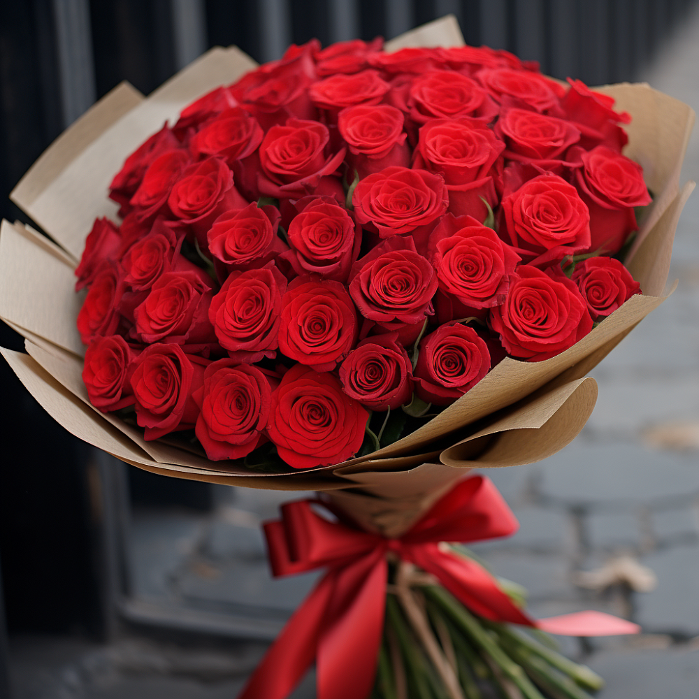 Букет 51 Красная роза Эдлесс Лав в Зуевке Курской области