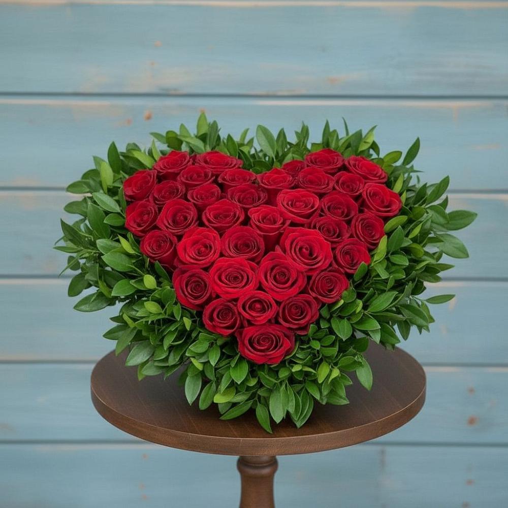 Цветочная композиция из Розы в виде сердца в Зуевке Курской области