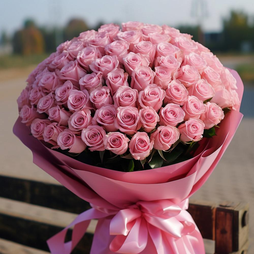 Букет 101 Розовая роза Хэвэн в Зуевке Курской области
