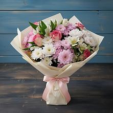 Букет цветов из:  Хризантемы, Альстромерии и Розы в Зуевке Курской области