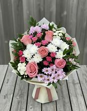 Букет цветов из:  Альстромерии, Гвоздики, Розы и Хризантемы #REPLACE_PRED# Зуевке Курской области