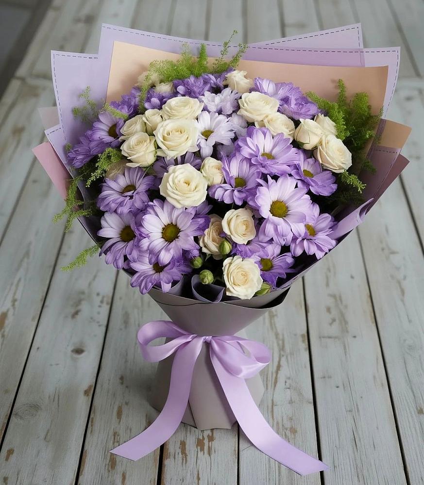 Букет цветов из: Хризантемы и Розы в Зуевке Курской области